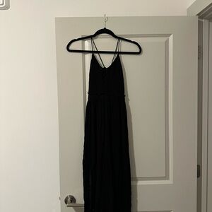 Elegant Black Midi Dress with criss cross back